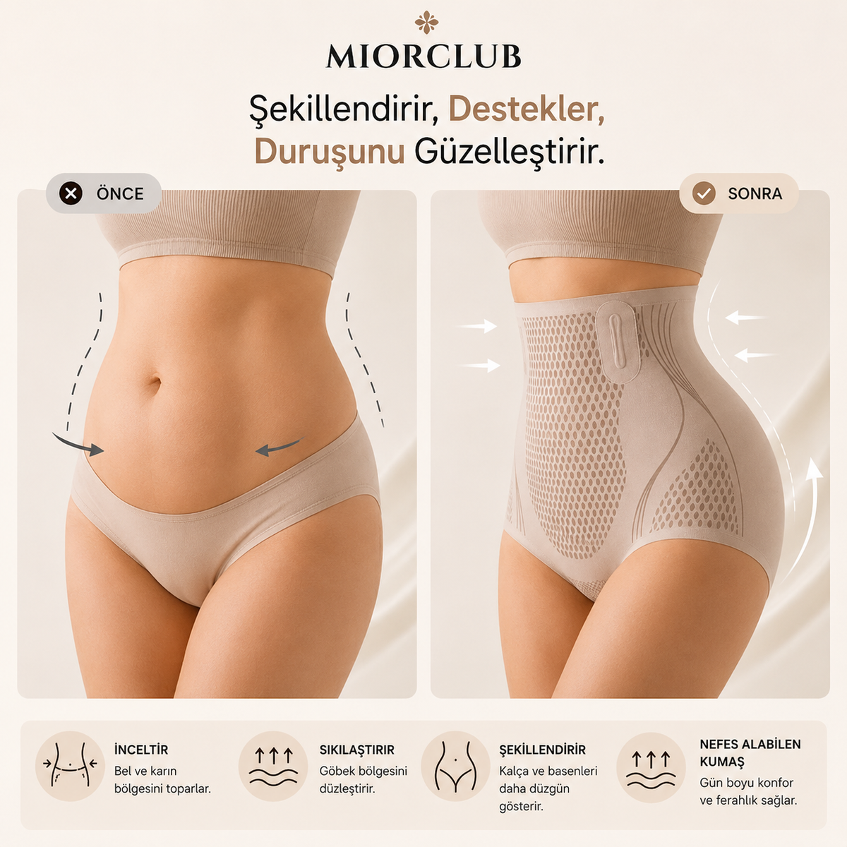 Yağ Yakımını Destekleyen Sıkılaştırıcı Yüksek Bel Korse