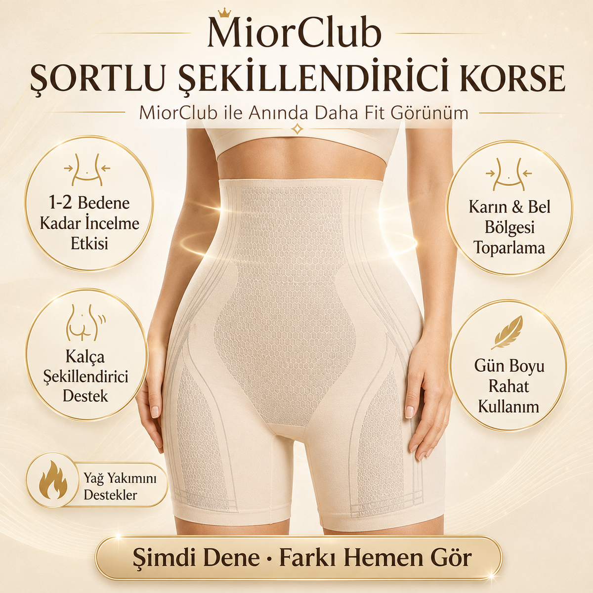 Yüksek Bel Yağ Yakıcı Toparlayıcı Şort Korse