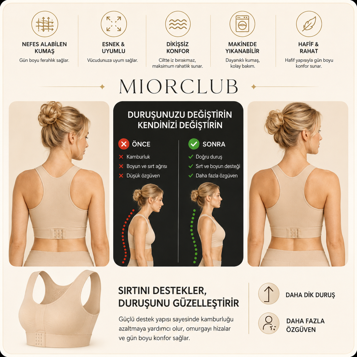MiorClub Dik Duruş Destekleyici Toparlayıcı Sütyen
