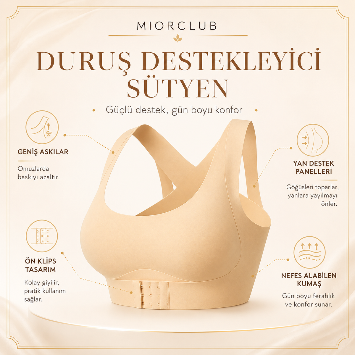 MiorClub Dik Duruş Destekleyici Toparlayıcı Sütyen