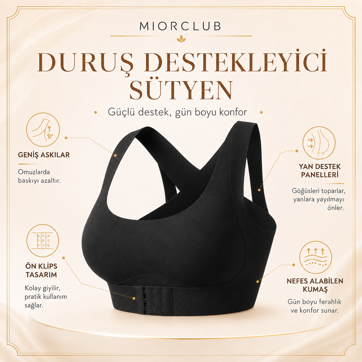 MiorClub Dik Duruş Destekleyici Toparlayıcı Sütyen